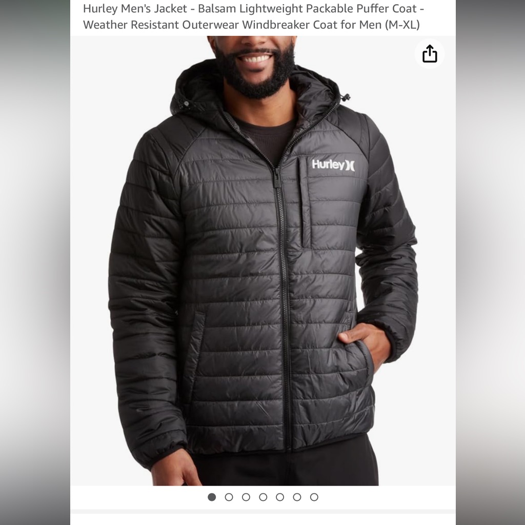 Hurley Men's Jacket - Balsam Lightweight Packable Puffer Coat,Weather Resistant